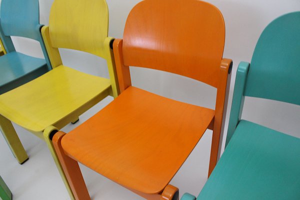 Pop Art Multicolored Dining Chairs, 1980s, Set of 6-NB-657466