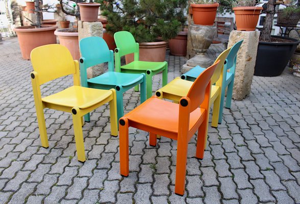 Pop Art Multicolored Dining Chairs, 1980s, Set of 6-NB-657466