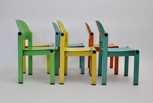 Pop Art Multicolored Dining Chairs, 1980s, Set of 6-NB-657466