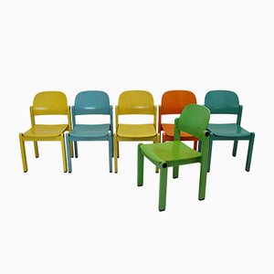 Pop Art Multicolored Dining Chairs, 1980s, Set of 6-NB-657466