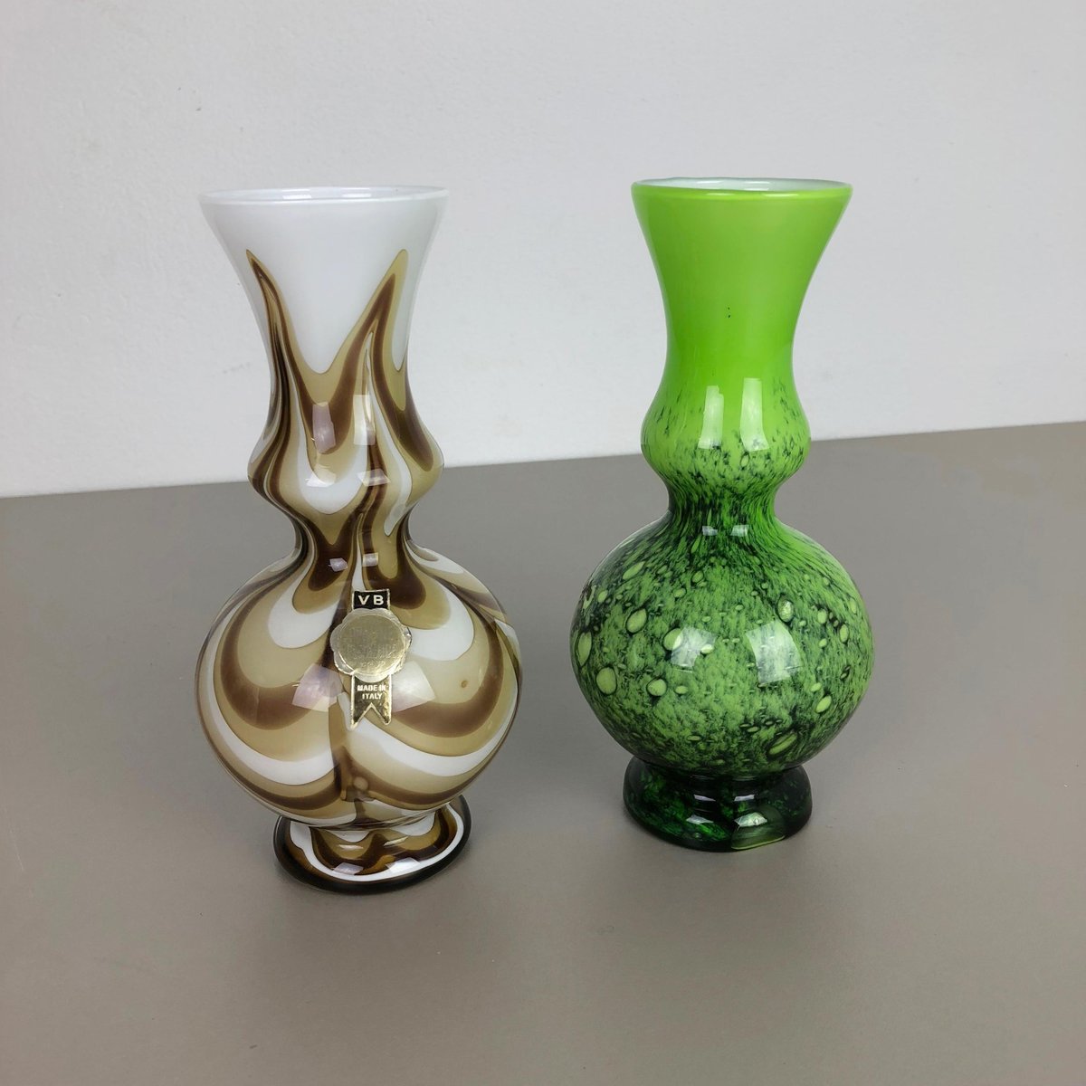 Pop Art Vase from Opaline Florence, Italy, 1970s, Set of 2