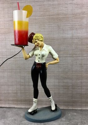 Pop Art Waitress on Roller Skates Lamp, France, 1960s-WZZ-1424474