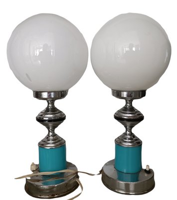 Pop Lamps in Crystal and Metal, 1960s, Set of 2-ZVO-1306251