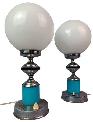 Pop Lamps in Crystal and Metal, 1960s, Set of 2-ZVO-1306251