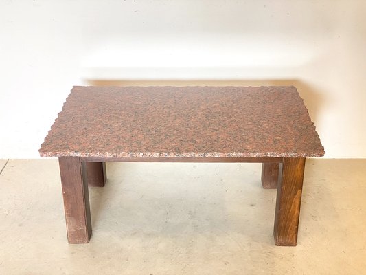 Poplar Wood & Granite Coffee Table, 1970s-NPC-1318617