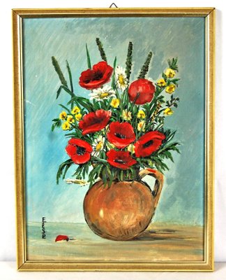 Poppies and Wildflowers, Oil on Wood-ZYI-1196111