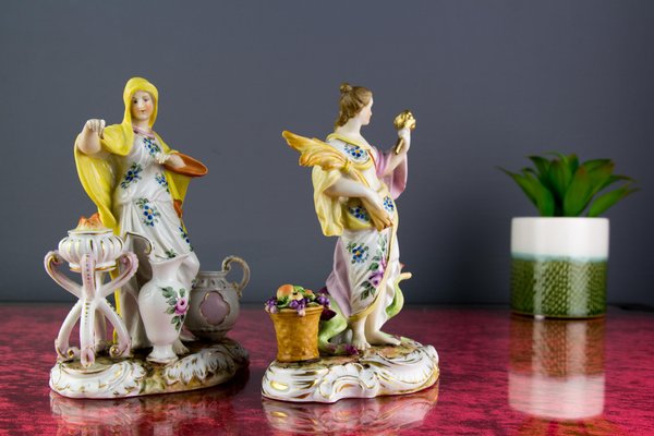 Porcelain Allegorical Figures from Aelteste Volkstedter Porzellanfabrik, Set of 2-KEG-1086501