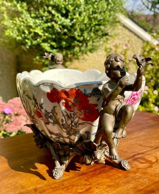 Porcelain and Bronze Cup Planter-NEV-2028809