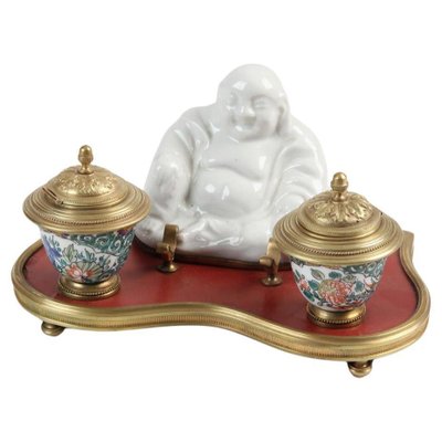 Porcelain and Bronze Inkwell-WFS-1801566