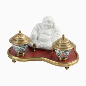 Porcelain and Bronze Inkwell-WFS-1801566