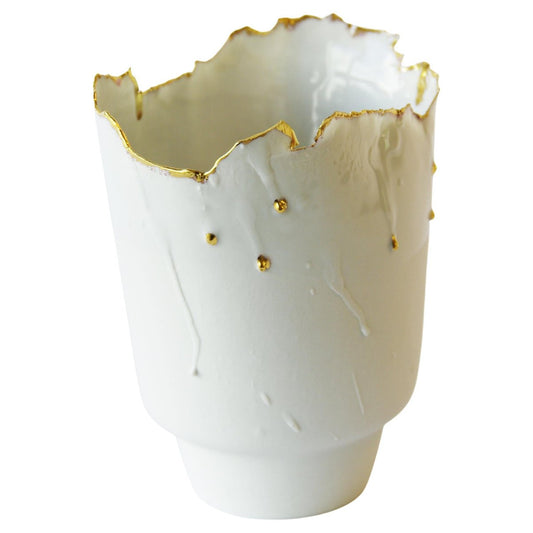 Porcelain and Gold Vase Big Imperfections by Dora Stanczel