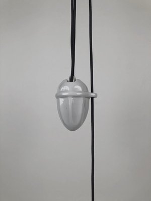 Porcelain and Handmade Glass Counterweight Pendant Lamp, 1900s-BAF-763465