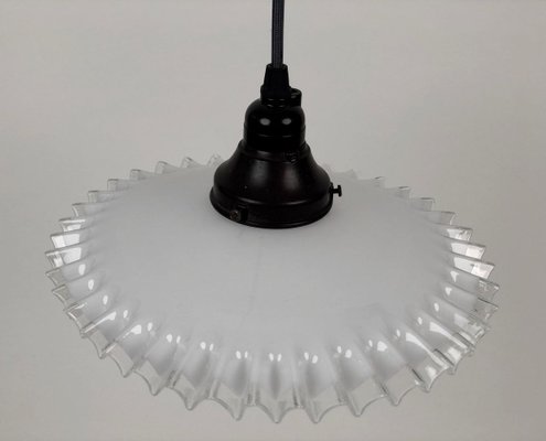 Porcelain and Handmade Glass Counterweight Pendant Lamp, 1900s-BAF-763465