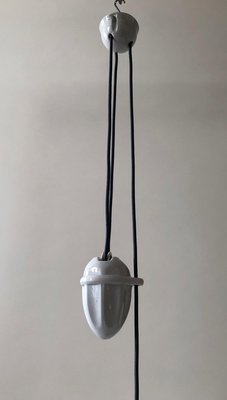 Porcelain and Handmade Glass Counterweight Pendant Lamp, 1900s-BAF-763465