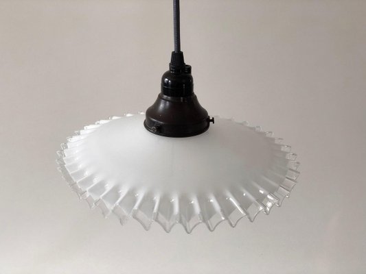 Porcelain and Handmade Glass Counterweight Pendant Lamp, 1900s-BAF-763465