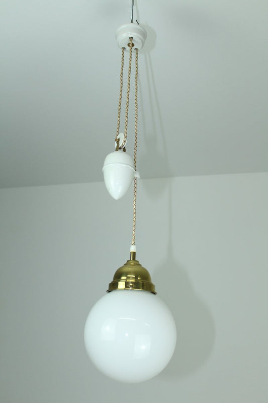 Porcelain and Opaline Glass Chandelier, 1920s