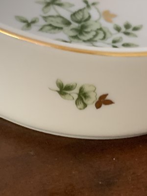 Porcelain Ashtray with Green Floral Pattern from Hollóháza, 1960s-OXJ-1730375