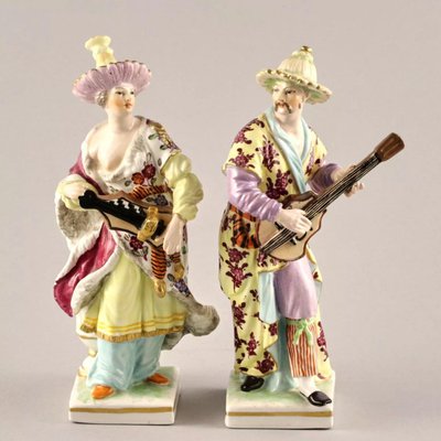 Porcelain Chinese Musicians From KPM, Set of 2-WMV-1129361