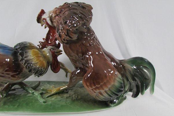 Porcelain Cockfight Sculpture by Szabo Zoltan-RDN-1154702