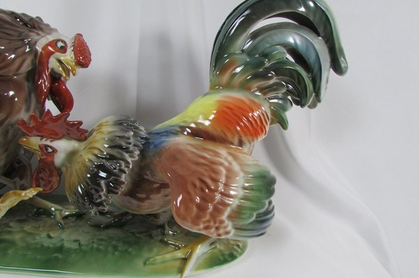 Porcelain Cockfight Sculpture by Szabo Zoltan-RDN-1154702