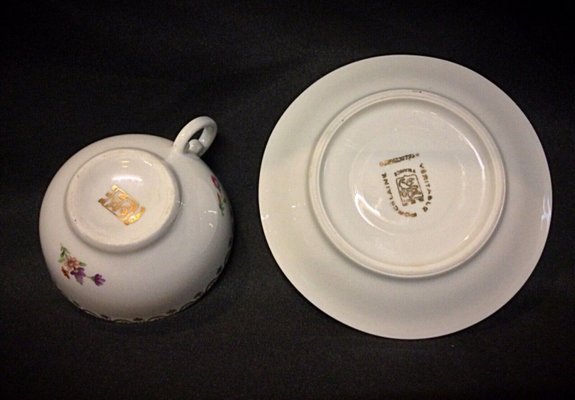 Porcelain Coffee Cups & Saucers from S.E.R France, 1950s, Set of 18-JZV-2041104