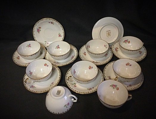 Porcelain Coffee Cups & Saucers from S.E.R France, 1950s, Set of 18-JZV-2041104