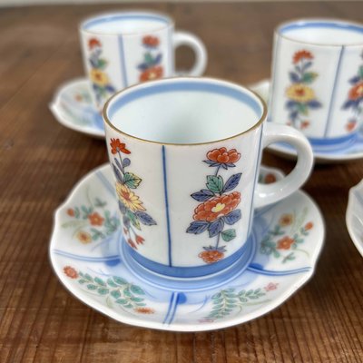 Porcelain Cup and Saucer Set by Hasami Yaki, 1950s, Set of 8-DWL-2035401