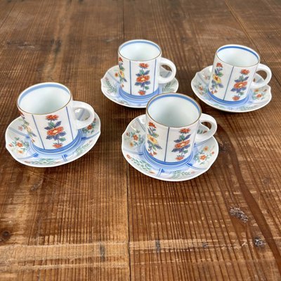 Porcelain Cup and Saucer Set by Hasami Yaki, 1950s, Set of 8-DWL-2035401