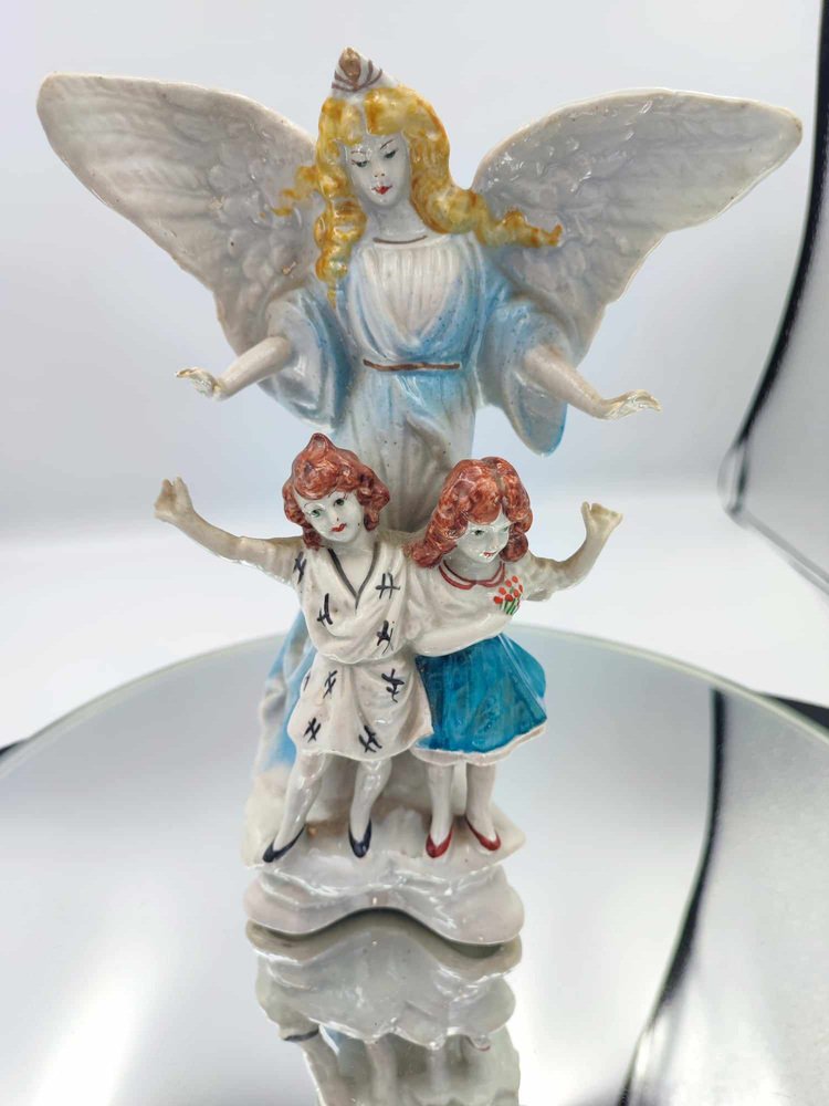 Porcelain Figure of an Angel with Children from Zygmunt Buksowicz, Steatyt Katowice