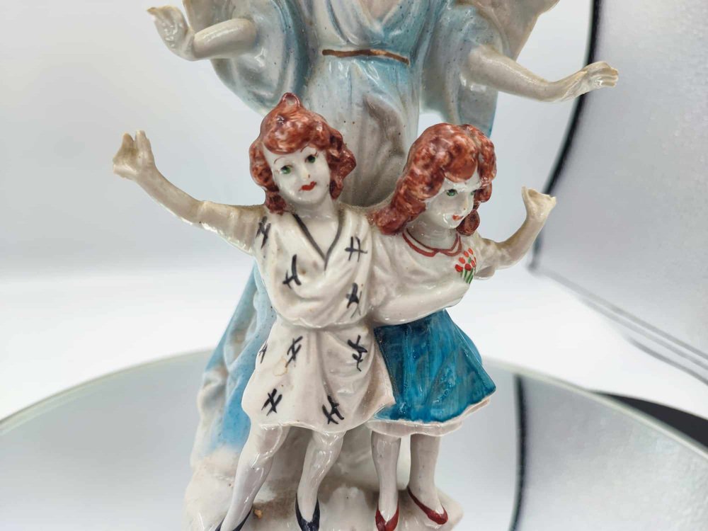 Porcelain Figure of an Angel with Children from Zygmunt Buksowicz, Steatyt Katowice