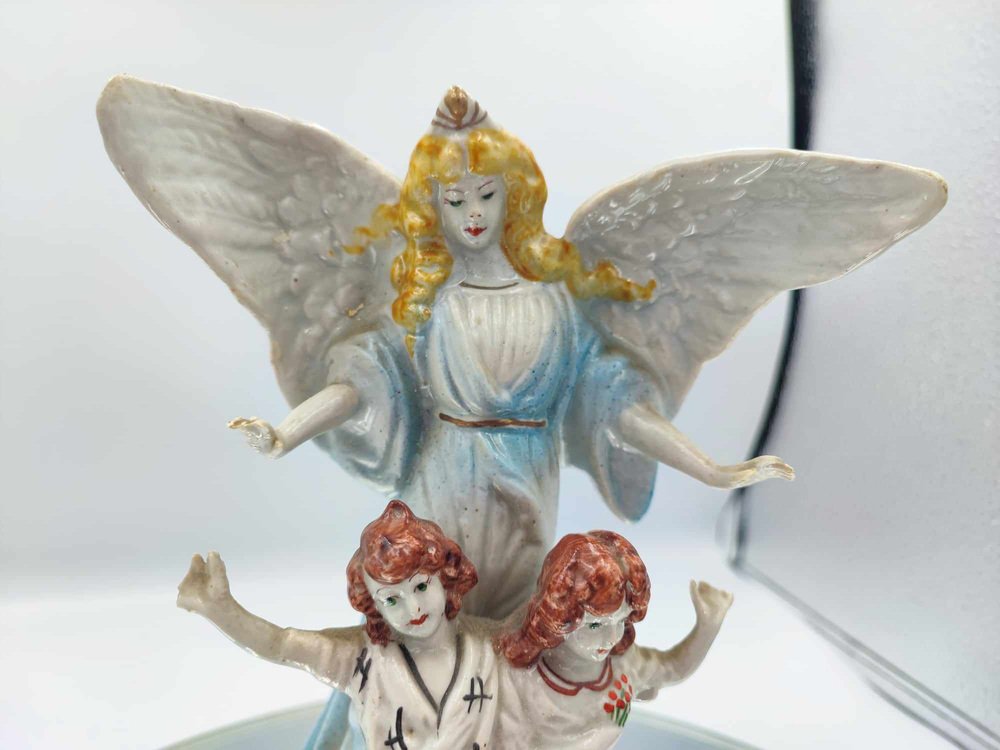 Porcelain Figure of an Angel with Children from Zygmunt Buksowicz, Steatyt Katowice