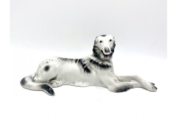 Porcelain Figurine Greyhound Russian Borzoj from Bogucice, 1960s-BXB-1311212