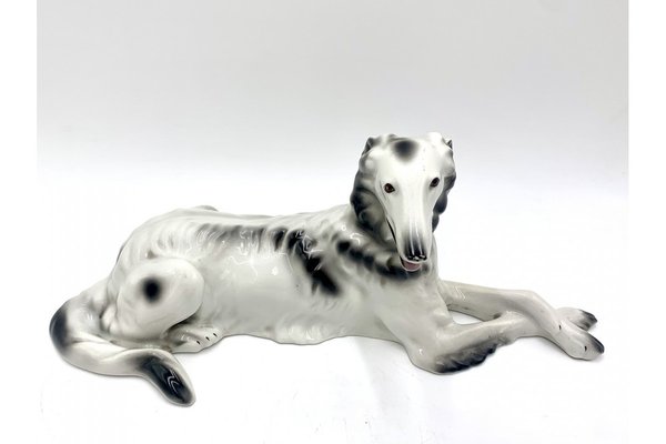 Porcelain Figurine Greyhound Russian Borzoj from Bogucice, 1960s-BXB-1311212