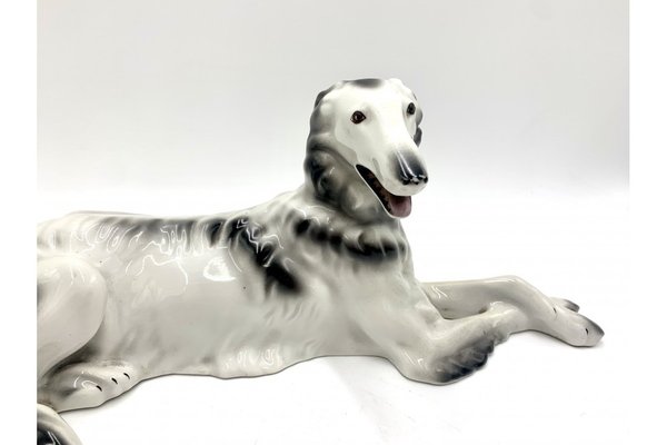 Porcelain Figurine Greyhound Russian Borzoj from Bogucice, 1960s-BXB-1311212