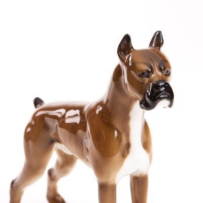 Porcelain Figurine of a Boxer Dog in the Style of Copenhagen Porcelain-FSD-885755