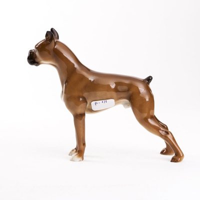 Porcelain Figurine of a Boxer Dog in the Style of Copenhagen Porcelain-FSD-885755