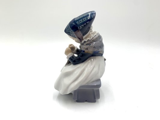 Porcelain Figurine of a Sewing Woman from Royal Copenhagen, Denmark-BXB-1191223