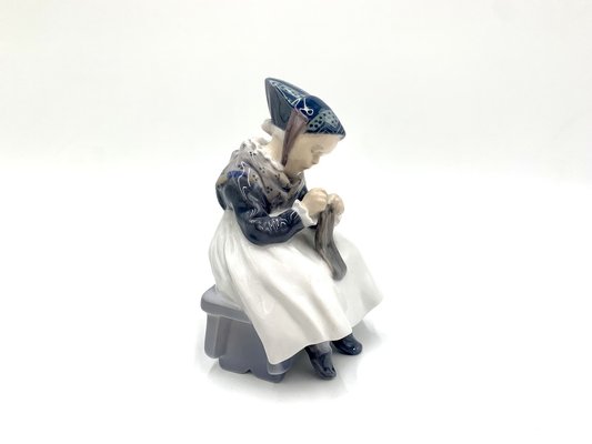 Porcelain Figurine of a Sewing Woman from Royal Copenhagen, Denmark-BXB-1191223