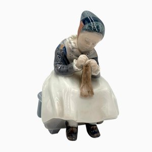 Porcelain Figurine of a Sewing Woman from Royal Copenhagen, Denmark-BXB-1191221