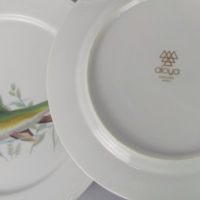 Porcelain Fish Dishes and Tray Set, 1960s, Set of 7-NE-1050727