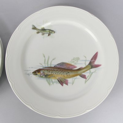 Porcelain Fish Dishes and Tray Set, 1960s, Set of 7-NE-1050727