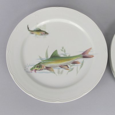 Porcelain Fish Dishes and Tray Set, 1960s, Set of 7-NE-1050727