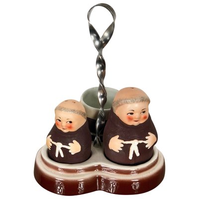 Porcelain Friars Salt & Pepper Set by Fratelli Niccacci for Deruta, Set of 3-LYQ-1171719