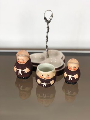 Porcelain Friars Salt & Pepper Set by Fratelli Niccacci for Deruta, Set of 3-LYQ-1171719