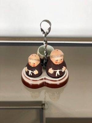 Porcelain Friars Salt & Pepper Set by Fratelli Niccacci for Deruta, Set of 3-LYQ-1171719