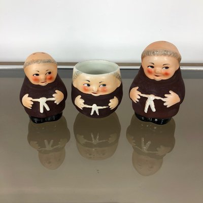 Porcelain Friars Salt & Pepper Set by Fratelli Niccacci for Deruta, Set of 3-LYQ-1171719