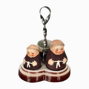 Porcelain Friars Salt & Pepper Set by Fratelli Niccacci for Deruta, Set of 3-LYQ-1171719