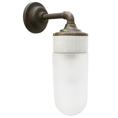 Porcelain, Frosted Glass, Brass and Cast Iron Wall Sconce-BLS-1445060