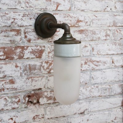 Porcelain, Frosted Glass, Brass and Cast Iron Wall Sconce-BLS-1445060