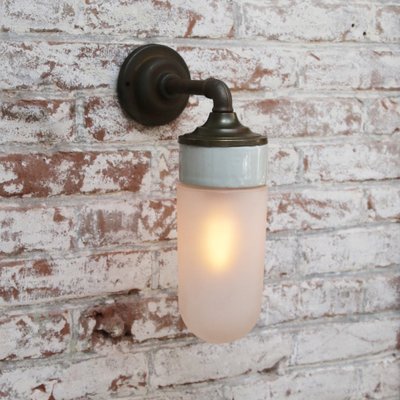 Porcelain, Frosted Glass, Brass and Cast Iron Wall Sconce-BLS-1445060